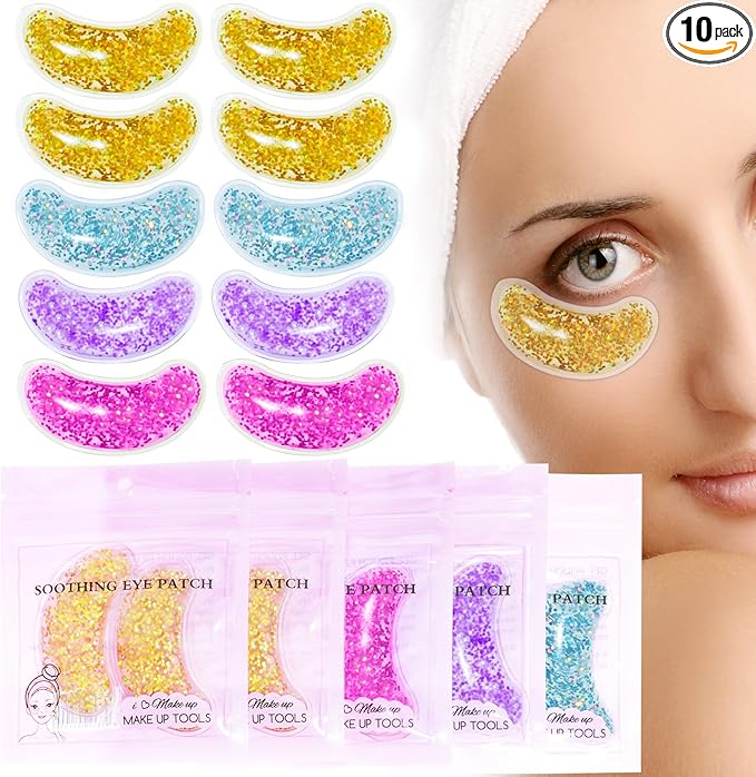 Under Eye Patches for Puffy Eyes, Reusable Ice Gel Eye Pads Cooling Eye Patch Hot Cold Therapy Eye Mask 10Pack