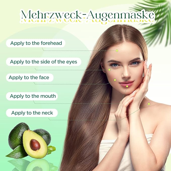 60 Pack Avocado Extract Eye Masks,Hyaluronic Acid Augenpads,Moisturising Eye Mask,Remove Dark Circles,Tear Bags,Wrinkles,Puffiness,Suitable for All Skin Types
