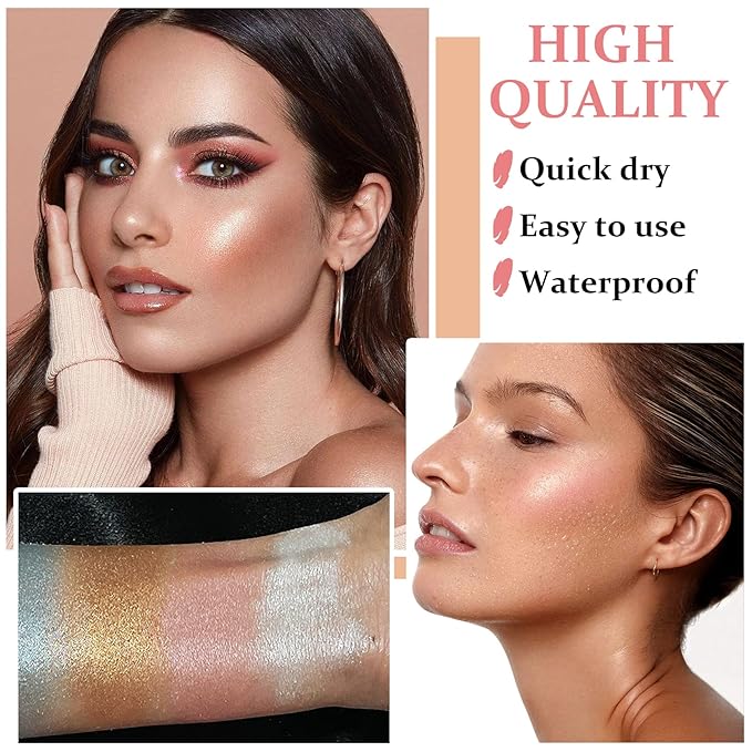 Polvo De Hadas Highlighter Glitter Stick Body Glitter Shimmer Face Brightening Highlighter Contour Powder Makeup Stick Face Blusher Fairy Glitter Highlighter Makeup - 02#Fairy Pink