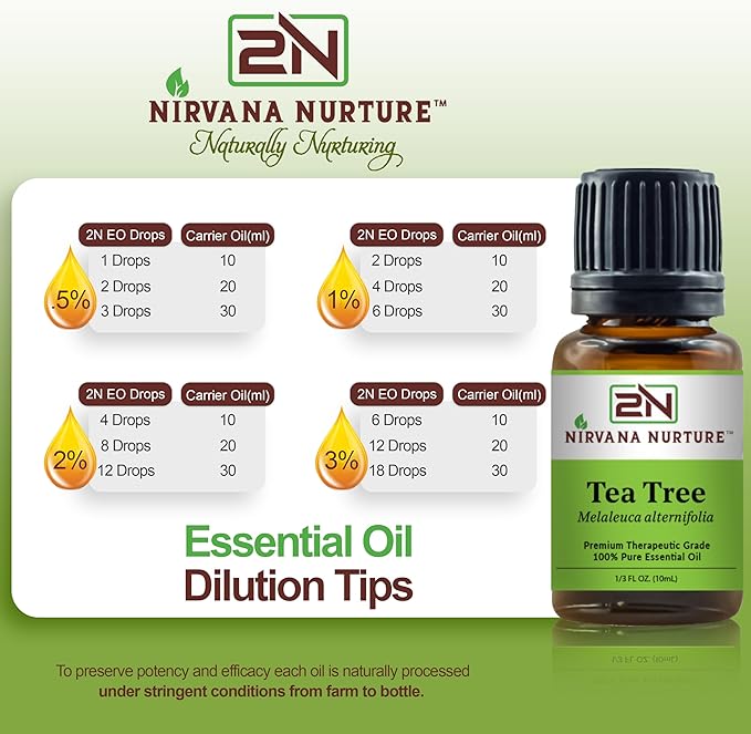 Tea Tree Essential Oil 100% Pure Premium Therapeutic Grade, Undiluted - Aromatherapy Diffuser for Calm and Relaxation, Skin Care, Hair Care