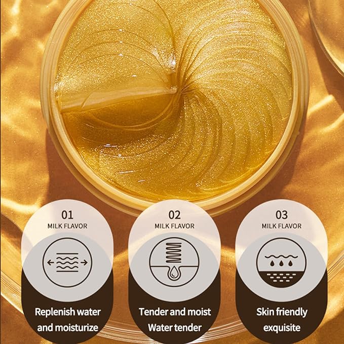 Under Eye Patches, 24K Gold Eye Mask, Reduce Puffy Eyes, Dark Circles, Eye Bags, Eye Patches with Collagen, Anti-Aging Rejuvenating Moisturizing Skin Care for Anti-Wrinkle Eye Masks 60PCS