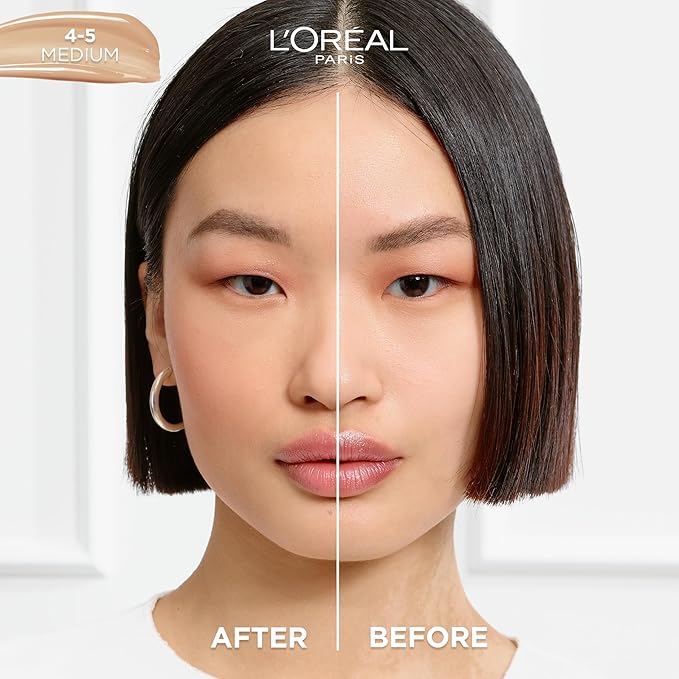 L'Oreal Paris True Match Nude Hyaluronic Tinted Serum Foundation with 1% Hyaluronic acid, Medium 4-5, 1 fl. oz.