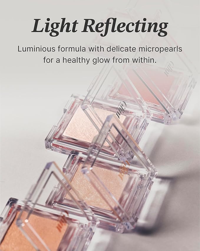 Glint Dewy Highlighter (Diamond Veil, 0.08oz) - Luminous Glow, Infused with Micropearls, Shiny Illuminator. Rich Pigment & Silky Touch, Korean Makeup.
