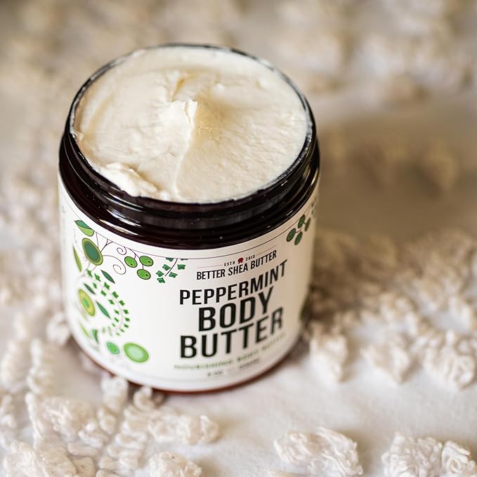 Peppermint Body Lotion | Moisturizer for Dry Skin | with Raw Shea Butter and Jojoba Oil | No Synthetic Fragrances, Non-Greasy Body Cream for Men and Women | 8 oz