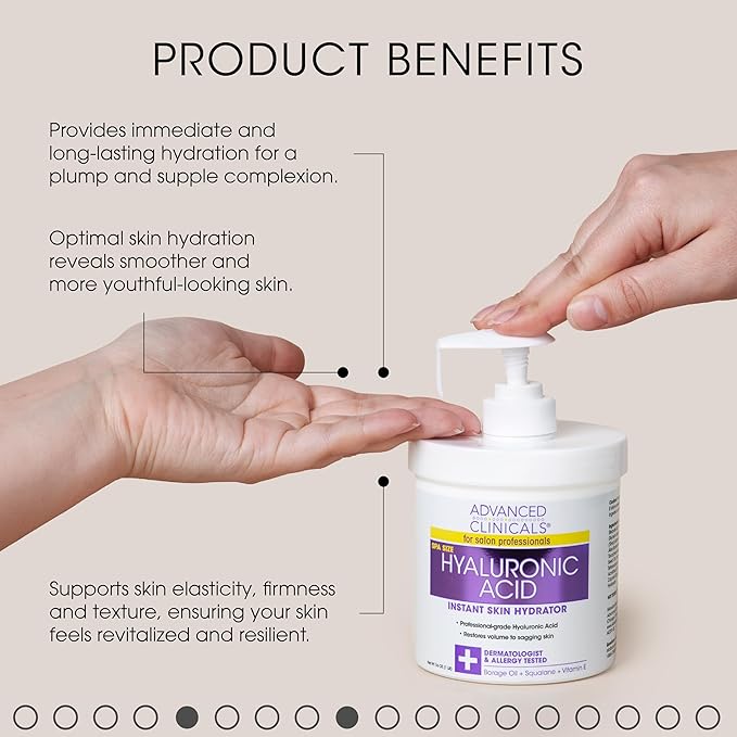 Advanced Clinicals Retinol Cream + Hyaluronic Acid Lotion Face & Body Skin Care. Anti Aging Dry Skin Rescue Creams Reduce Appearance Of Wrinkles, Fine Lines, & Sagging Skin, 16 Oz (Pack of 2)