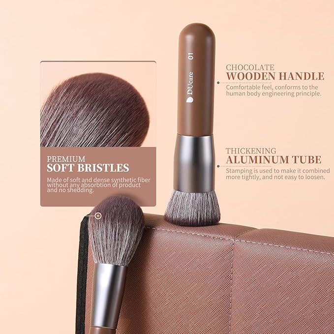 DUcare Professional Makeup Brush Set 22Pcs with Travel Case Synthetic Kabuki Foundation Brush, Face Powder Brush, Blush Brush, Concealer Brush, Eyeshadow Brushes