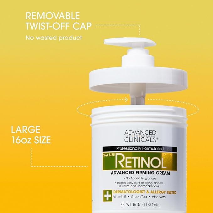 Advanced Clinicals Retinol Cream + Collagen Peptides Body Moisturizer & Face Lotion 2PC Skin Care Set | Dry Skin Body Lotion For Women & Men To Help Improve Appearance Of Crepey Skin, 2PC Bundle