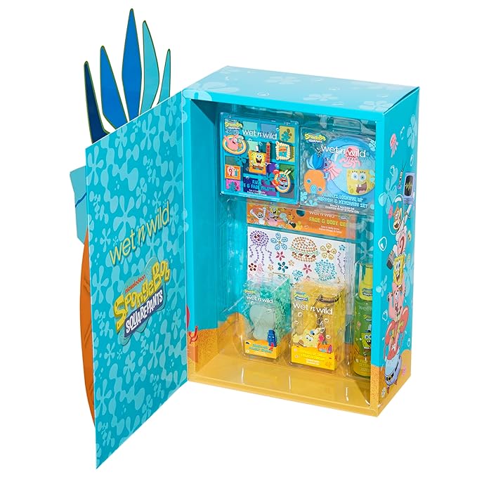 wet n wild SpongeBob SquarePants PR Box - Pineapple House 2-Layer Collector’s Set with Makeup & Tools for Unique F.U.N Looks, Cruelty-Free