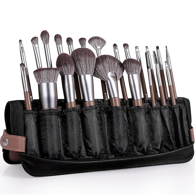 DUcare Professional Makeup Brush Set 22Pcs with Travel Case Synthetic Kabuki Foundation Brush, Face Powder Brush, Blush Brush, Concealer Brush, Eyeshadow Brushes