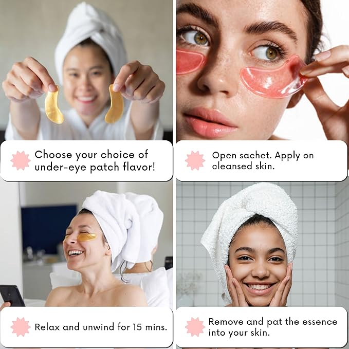 Under Eye Patches For Puffy Eyes (40 Sets) With Bonus Lip Masks - Under Eye Patches for Dark Circles and Puffiness - Under Eye Mask Treatment - Hydrating 4 Flavors Eye Masks - Reduce Dark Circles