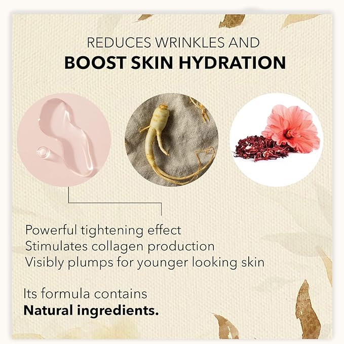 Marie d'Argan Eye Contour Serum for dark circles and puffiness, with Hyaluronic Acid, Ginseng and Hibiscus Anti-wrinkle, Repairs Bags under eyes, iluminates skin, firming effect, 15 ml,