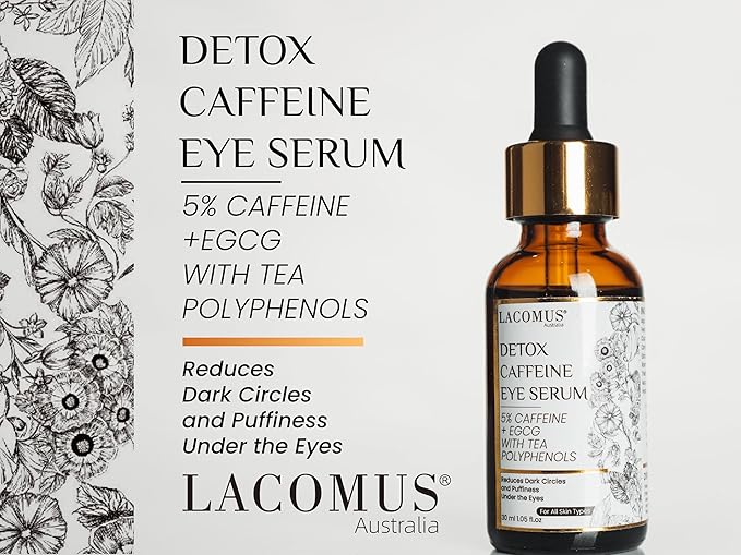 Advance Caffeine 5% + EGCG Serum for Brighter Eyes - Powerful Eye Contour Serum for Reduces Puffiness, Dark Circles, and Pigmentation - Hydrating and Smoothing Formula - LACOMUS Australia