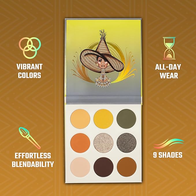 Juvia's Place Palette The Nomad - Marigold, Shimmering Honey, Deep Merlot, Shades of 9, Deep Merlot, Pigmented Makeup Palette Eye Color & Shine