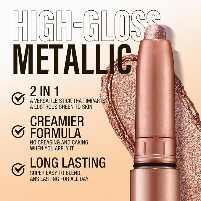Jolilab Eyeshadow Stick Set, 2 PCS Matte Professional Bright-Colored Contouring and Highlight Stick, Cream Waterproof Long Lasting High Pigmented Eye Shadow (2, 05+21 2pcs)