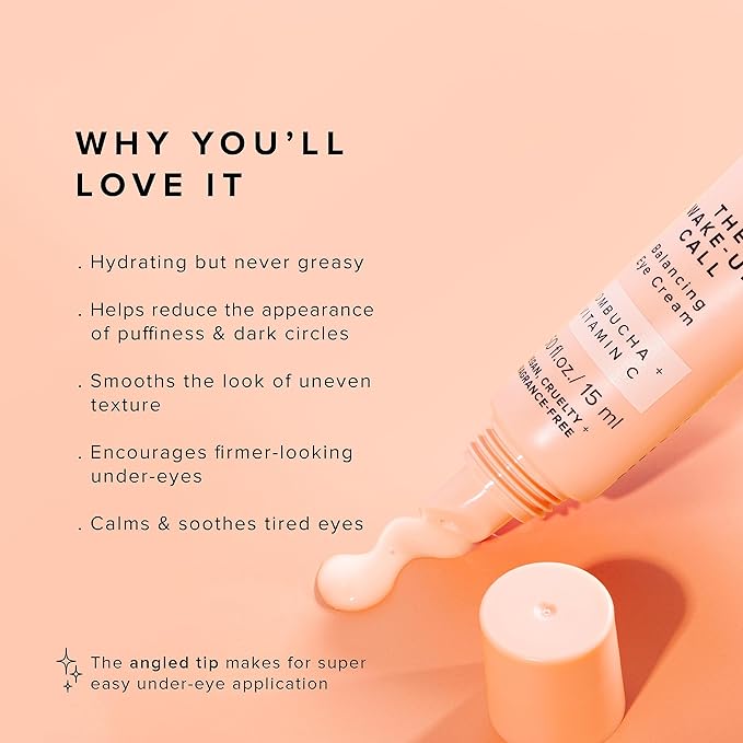 Avatara - Kombucha The Wake-Up Call Eye Cream, Eye Cream for Dark Circles and Puffiness, Under Eye Cream with Caffeine, Vitamin C, and Tumeric, Caffeine Eye Cream for All Skin Types, 0.05 Fl. Oz.