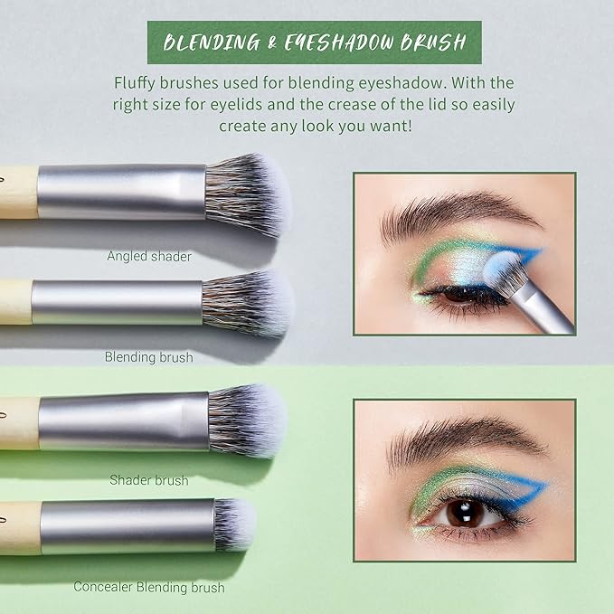 Jessup Eyeshadow Brush Set 8pcs Eye Makeup Brushes Premium Cruelty-Free Eyeshadow Blending Concealer Eyebrow Eyeliner Spoolie Brush Kit T328