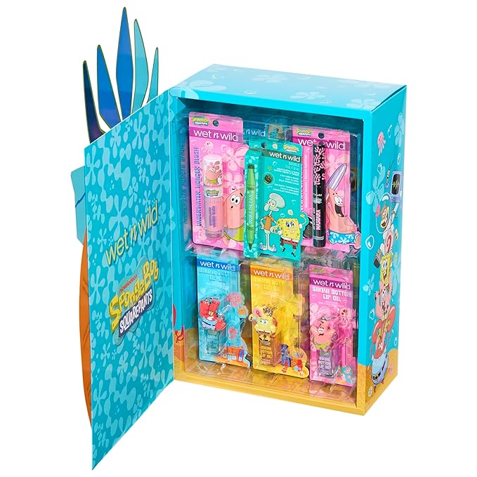 wet n wild SpongeBob SquarePants PR Box - Pineapple House 2-Layer Collector’s Set with Makeup & Tools for Unique F.U.N Looks, Cruelty-Free