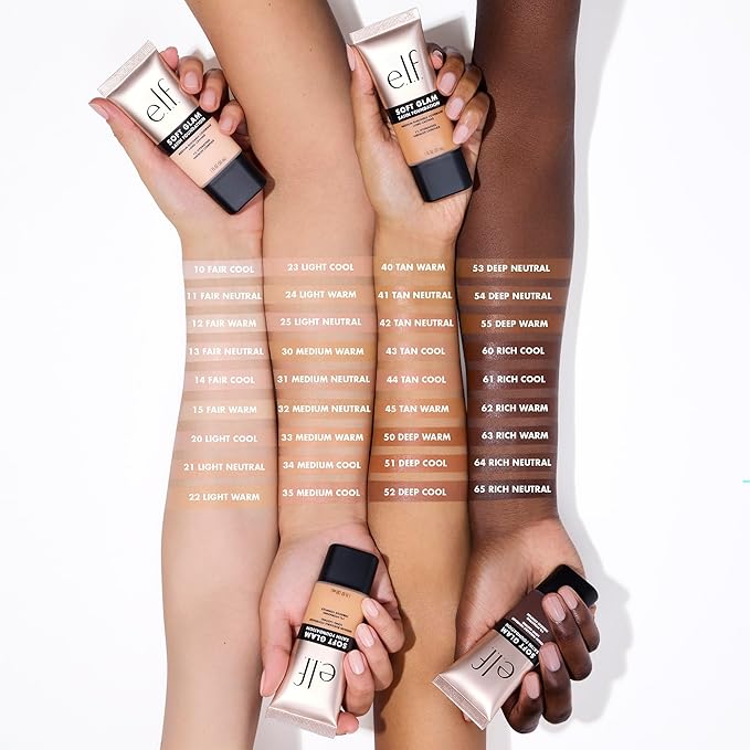 e.l.f. Soft Glam Foundation, Medium Coverage, Long-Lasting & Buildable Foundation For A Smooth, Satin Finish, Vegan & Cruelty-Free, 33 Medium Warm