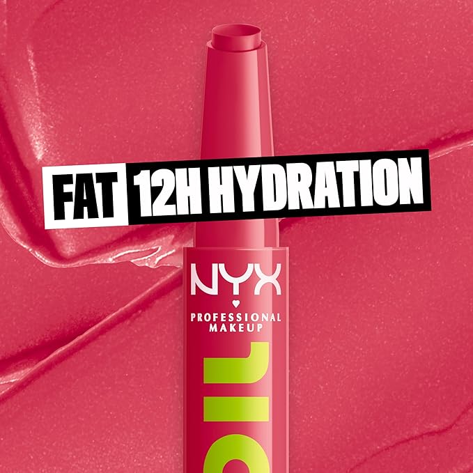 NYX PROFESSIONAL MAKEUP Fat Oil Slick Click, Lightweight, Buildable, Pigmented Vegan Lip Balm - Double Tap