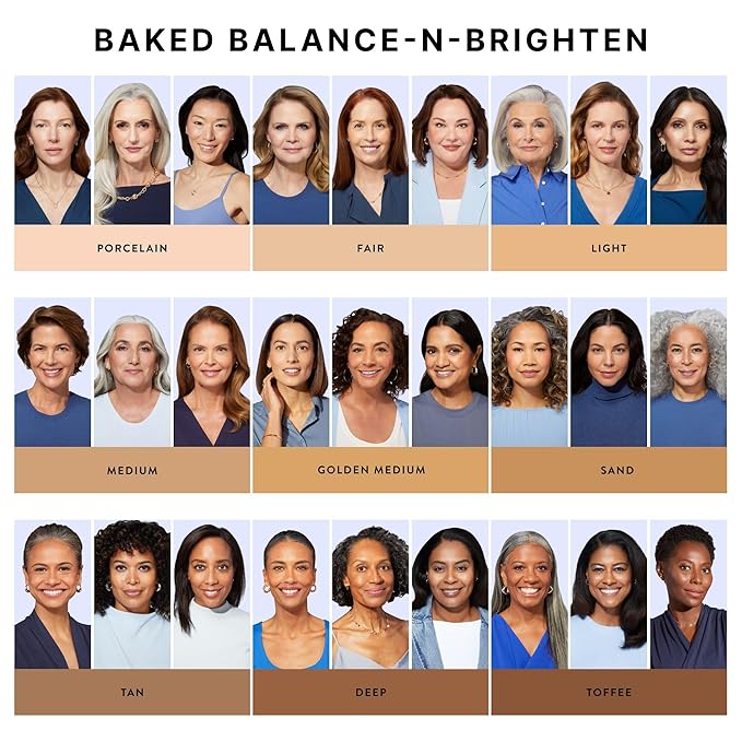LAURA GELLER NEW YORK Award-Winning Baked Balance-n-Brighten Color Correcting Powder Foundation - Porcelain - Buildable Light to Medium Coverage - Demi-Matte Natural Finish