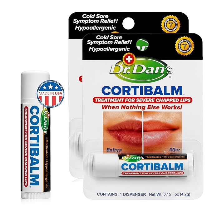 Dr. Dan's Cortibalm- 2 Pack- for Severe Chapped Lips and Cold Sore Relief