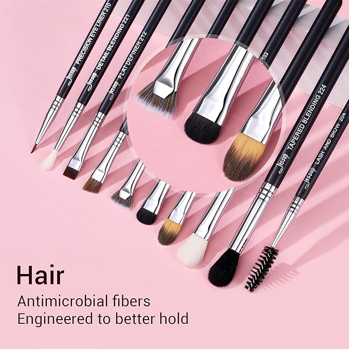 Jessup Eye Makeup Brushes 10 pcs, Premium Synthetic Eyeshadow Blending Concealer Eyebrow Eyeliner Brush Set T315