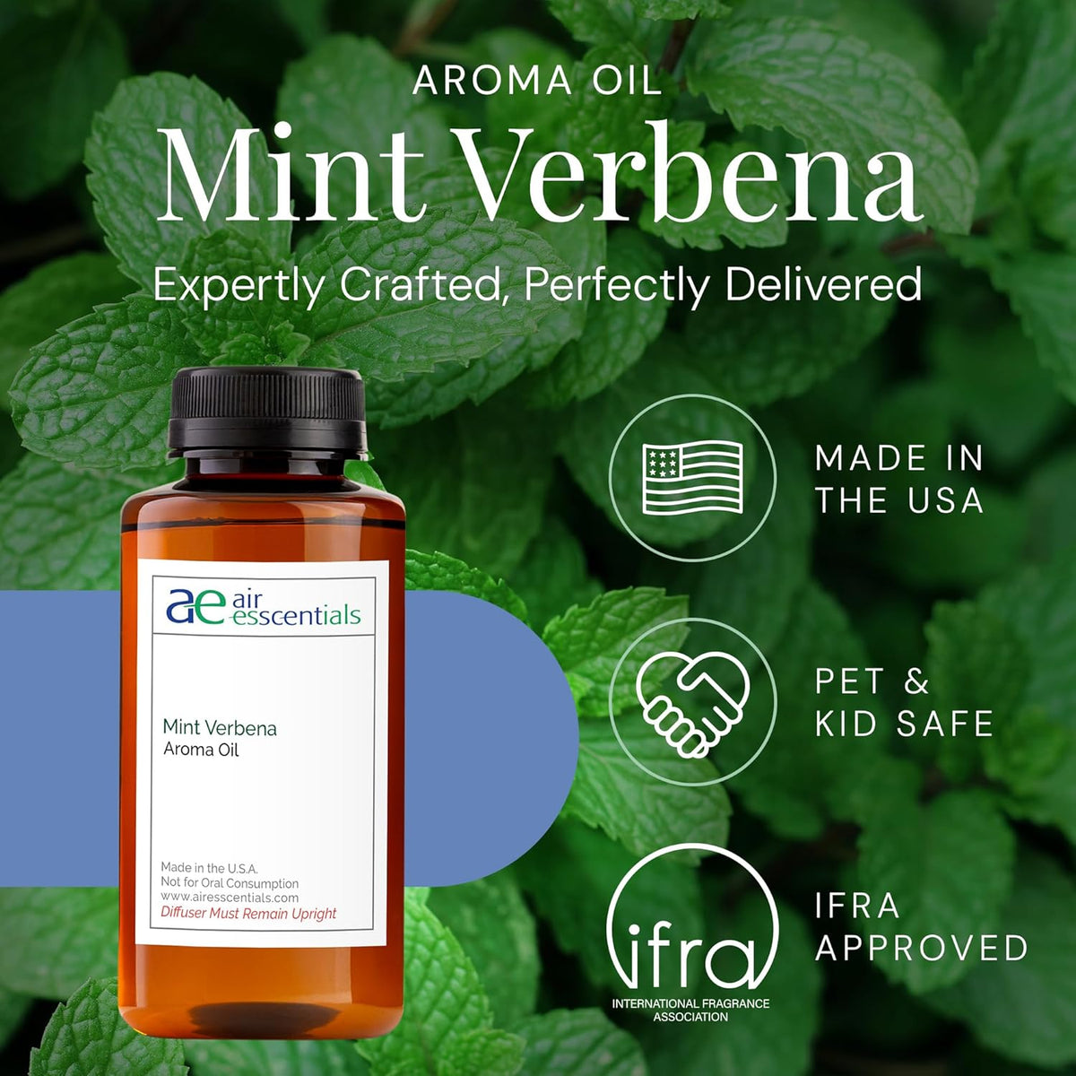 Mint Verbena Aroma Oil, Essential Oils Blend for Diffusers & Scent Machines, Citrus Charm & Minty Undertones, Aromatherapy, Cold Air Diffuser Compatible, 300 mL