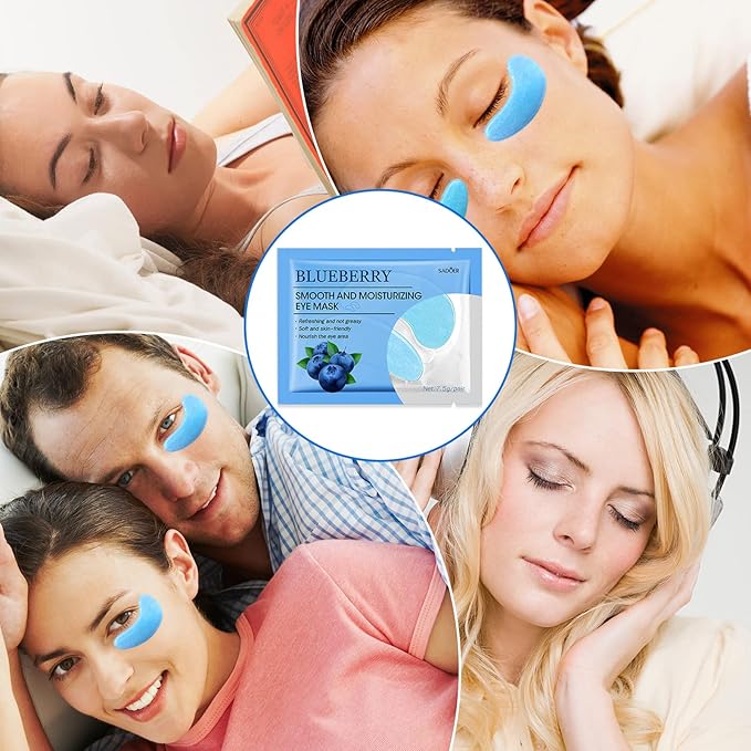 Under Eye Patches- 28 Pairs Blueberry Collagen Eye Mask Eye Patches for Reducing Puffy Eyes and Dark Circles, Anti Aging Gel Eye Pads Under Eye Mask, Blue