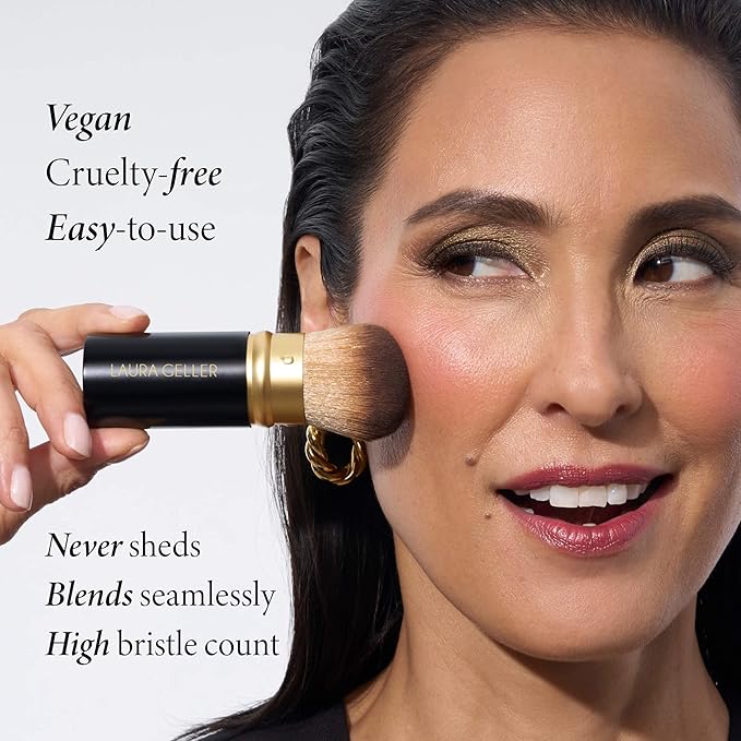 LAURA GELLER NEW YORK Retractable Airbrush Kabuki Brush for All Face Makeup & Foundation for Liquid, Cream and Powder Face Makeup With Aluminum Handle