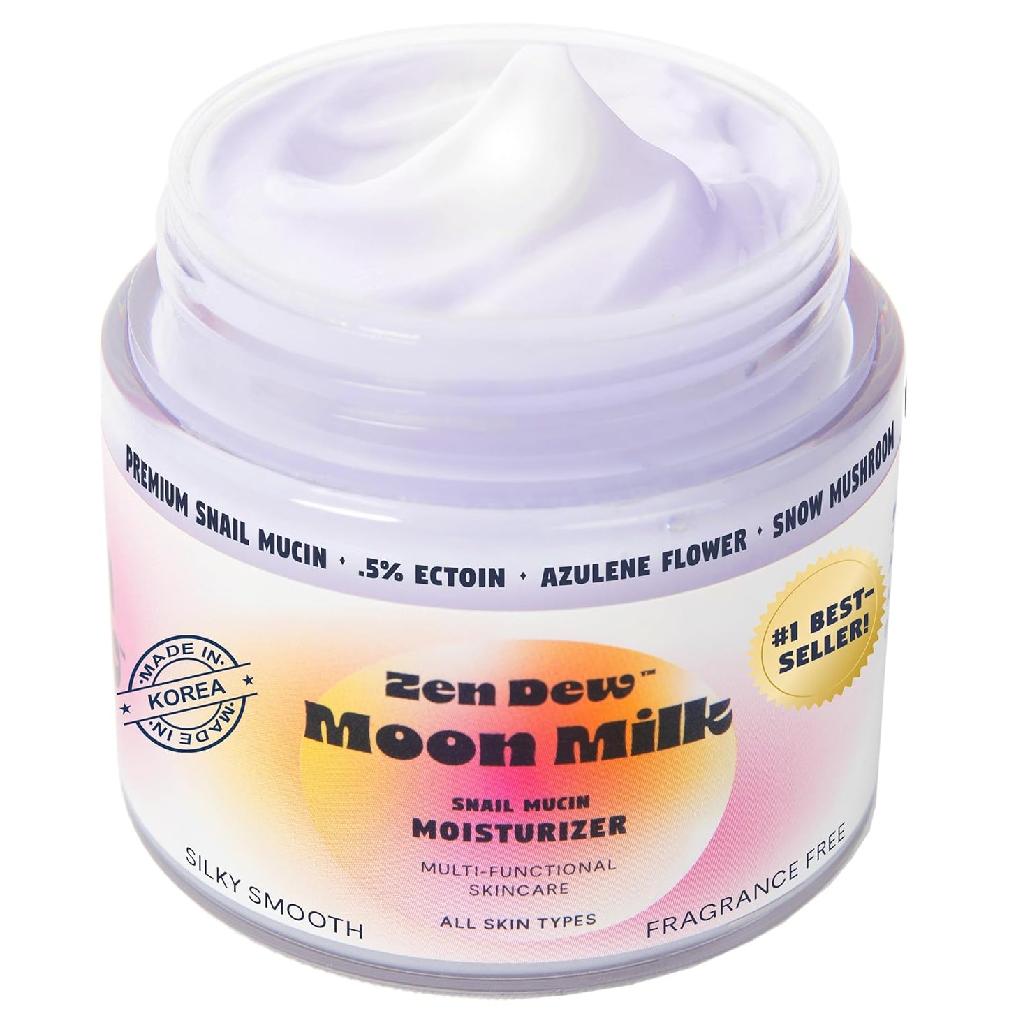 Moon Milk Snail Mucin Moisturizer Gel Cream 3.52 Oz - Blue Light Skin Defense - Korean Snail Mucin Serum Cream that Replenishes Moisture & Leaves Skin Brighter, Plumper, Soothed & Smooth
