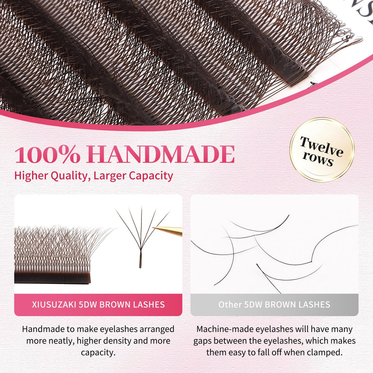 Lash Extensions Brown 4D Eyelash Extensions W Lashes 0.07mm Thickness D Curl Lashes Mix 8-15mm Colored Lashes Soft Lash Trays Pestañas Pelo a Pelo Individual Lashes(W-Brown-4D-0.07-D,8-15mm)