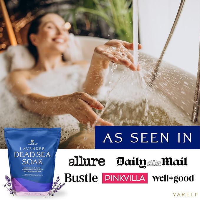 Magnesium Flakes, 5lb Lavender, Dead Sea Bath and Foot Soak, Alternative to Epsom Salt with Over 250,000mg of Magnesium Chloride Per Bag