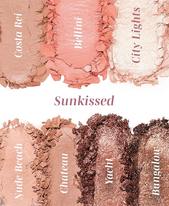 Wander Beauty Getaway Eye & Face Palette - Sunkissed (Light/Medium) - Full Face Makeup Palette Enriched With Vitamin E - For Day & Night Looks - 4 Shadows, Highlighter, Blush, and Bronzer - 0.34 fl oz