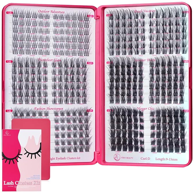 Lash Clusters Kit - Lash Clusters Left & Right Lash Extension Kit - Natural & Fluffy 0.05D Cat Eye Eyelash Clusters Lightweight No Lash Glue Included