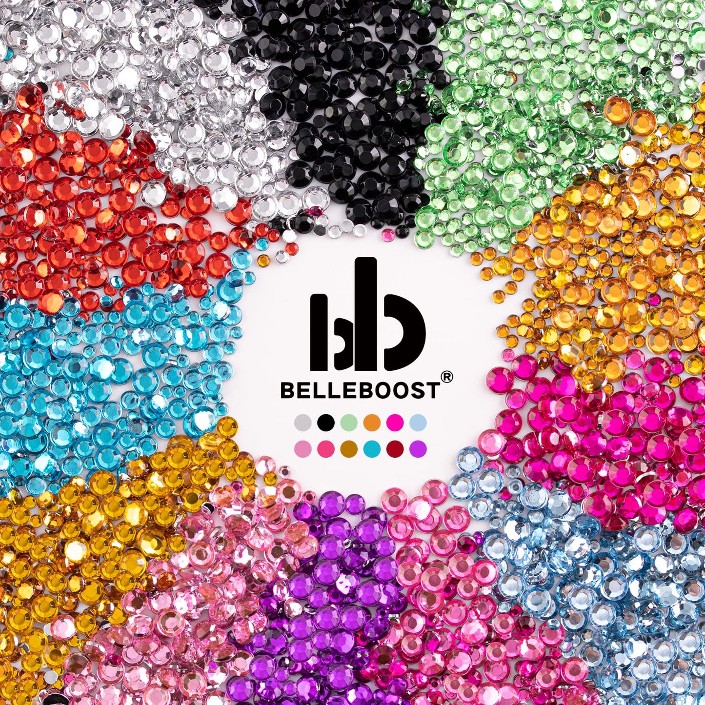 Two Packs of Flatback Rhinestones 4520 Pcs Colorful Nail Art Flatback Crystal Colorful+AB Rhinestone with Picker Pencil and Tweezer for Nail Art and Decoration
