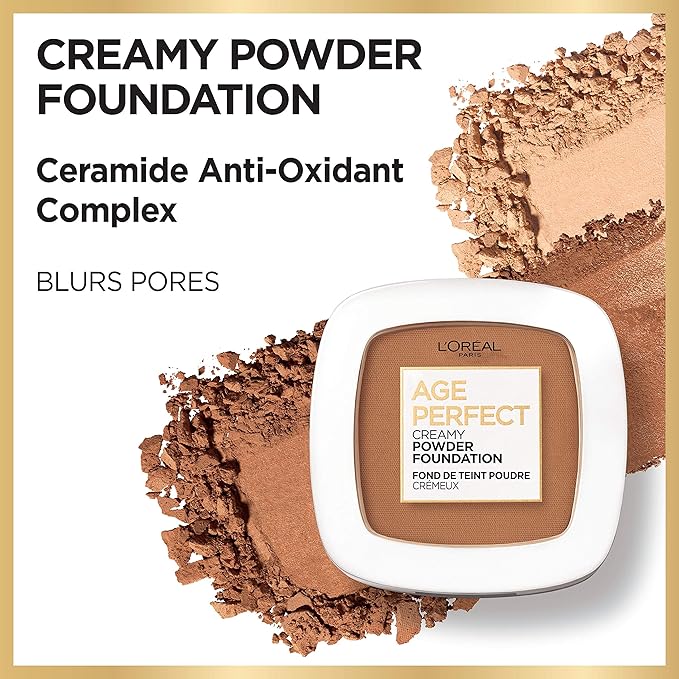 L'Oreal Paris Age Perfect Creamy Powder Foundation Compact, 335 Perfect Beige, 0.31 Ounce