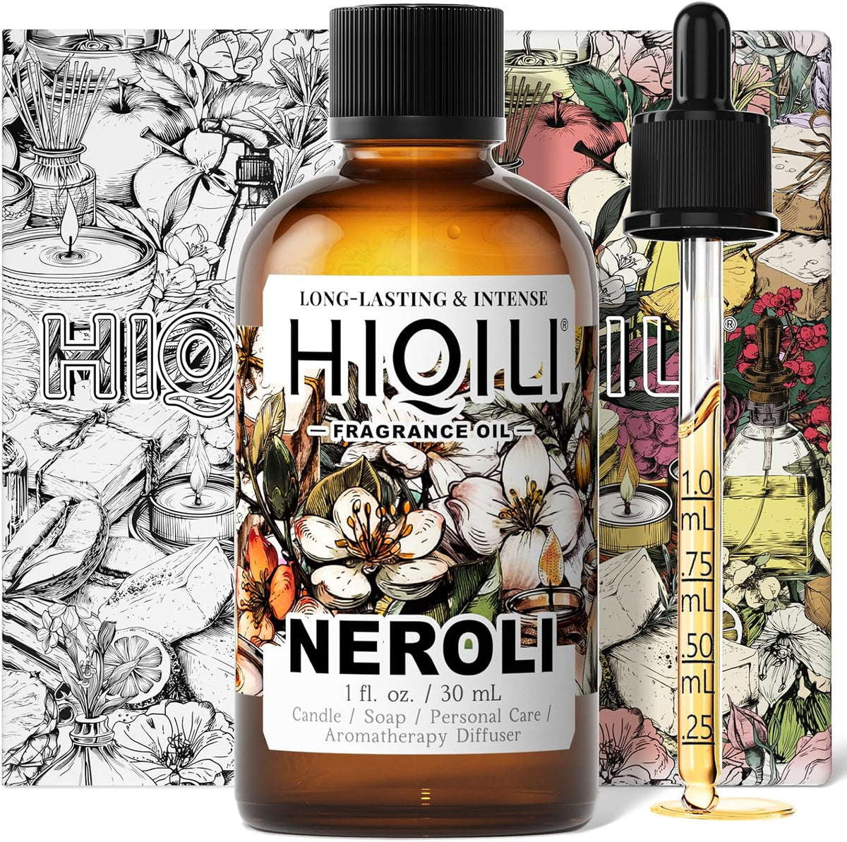 HIQILI Neroli Fragrance Oil for Candle, Soap and Perfume Making, Add to Body Lotion and Handcream, Essential Oil Diffuser Use - 1 Fl Oz