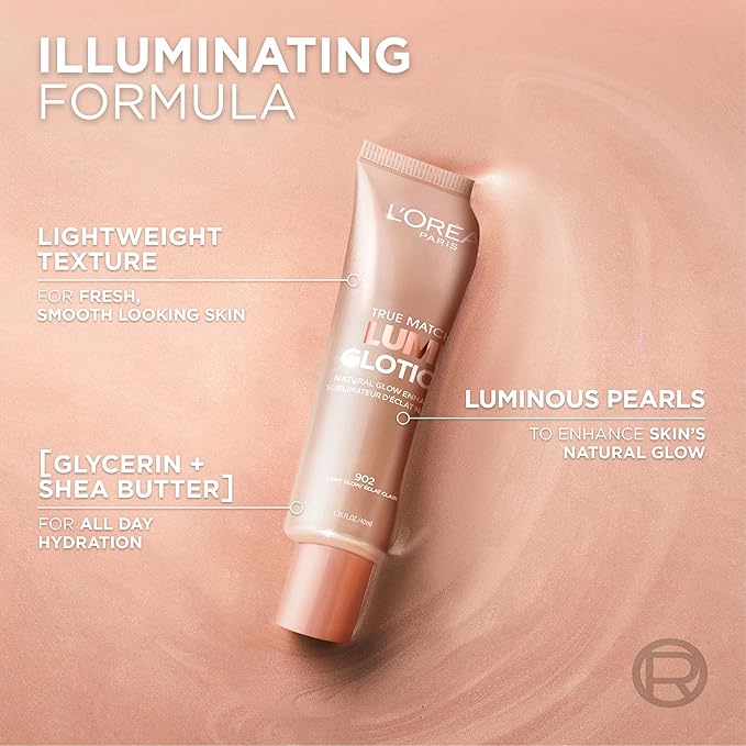 L'Oreal Paris Makeup True Match Lumi Glotion, Natural Glow Enhancer, Illuminator Highlighter, Bronzing Drops For a Sun-Kissed Glow, 903 Medium