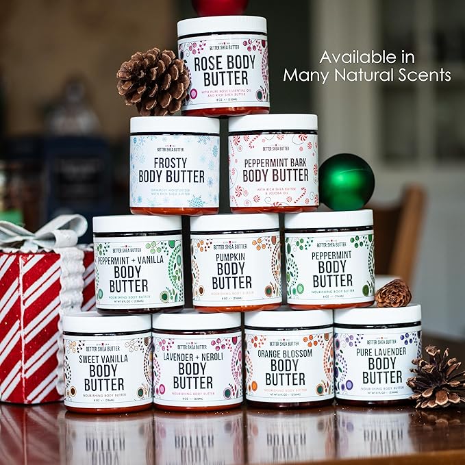 Peppermint Vanilla Body Butter - Natural Lotion for Women with Shea Butter & Jojoba Oil - Non-Greasy Whipped Body Lotion for Dry Skin - Vanilla Scented Peppermint Body Lotion