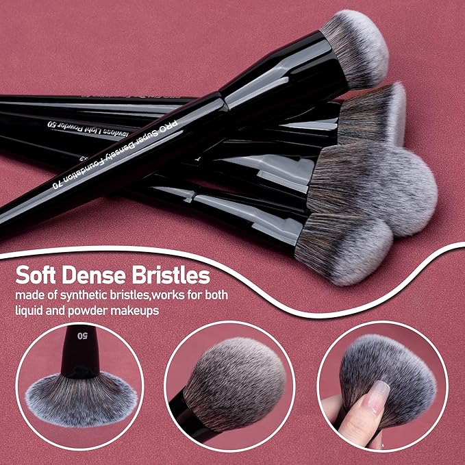 Bueart Design 19Pcs Professional Grade Labeled Makeup Brushes Set, Large Foundation Powder Contour Concealer eyeshadow Blush EyeLiner Make up Brushes,Premium Synthetic hair,Vegan Cruelty-free