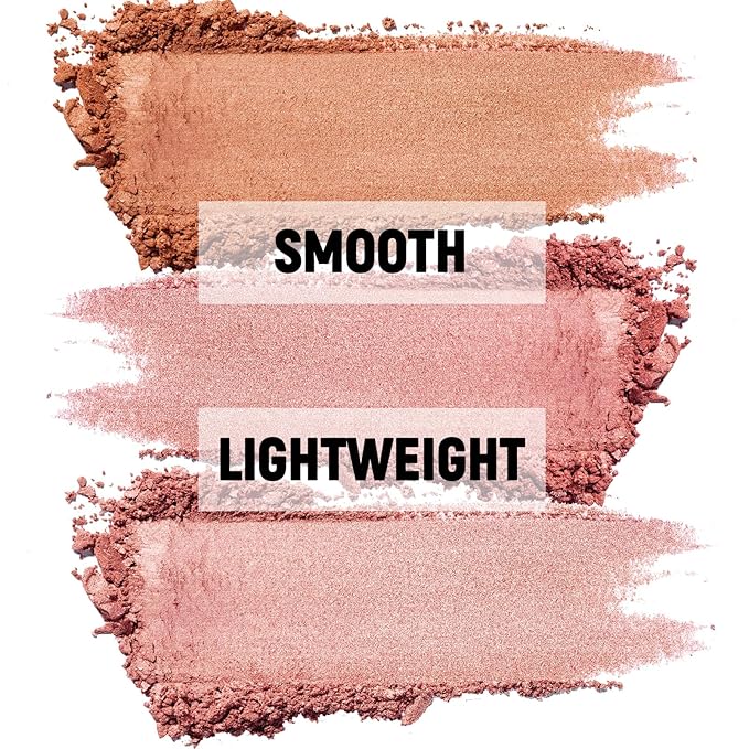 3 Colors Blush Palette，Blush Powder for Cheeks Makeup，Glitter Blusher with Brush，Long Wear，Highly Pigmented