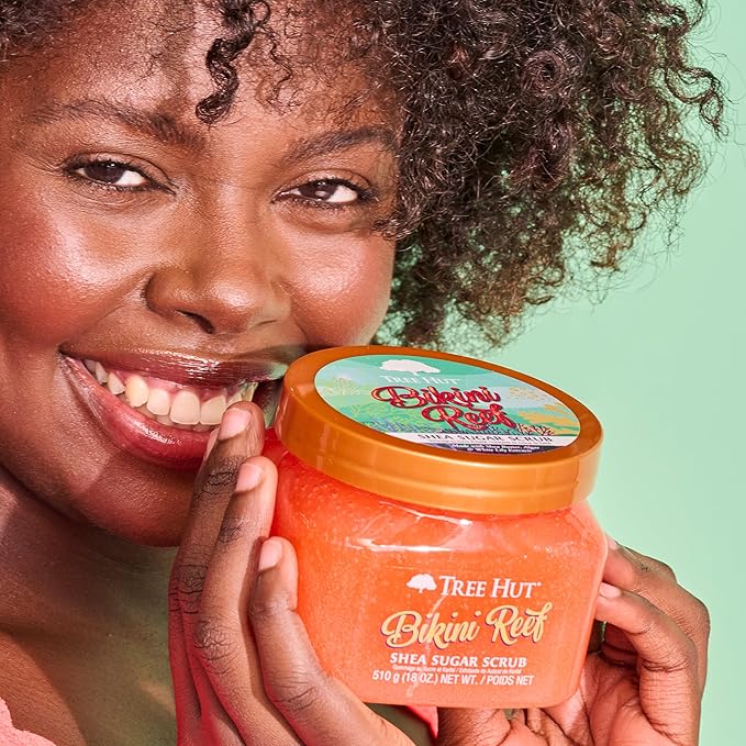 Tree Hut Bikini Reef Shea Sugar Scrub | Exfoliating Body Scrub Removes Dead, Dry Skin for a Soft & Hydrated Feel | Nourishing Essential Body Care | 18 fl oz.