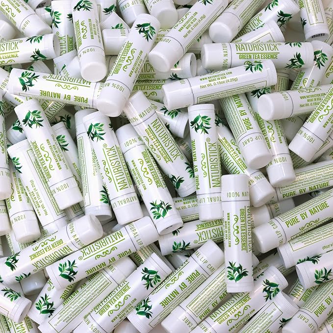 150-Pack Lip Balm in Bulk by Naturistick. Green Tea Scent. 100% Natural Ingredients. Best Beeswax Chapstick for Dry, Chapped Lips. Made in USA
