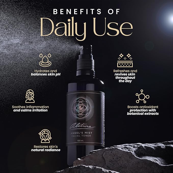 Alitura Angel's Mist Facial Toner – Hydrating & Revitalizing Face Spray with 97% Organic Ingredients – Refreshes, Tightens & Balances for All Skin Types – 100ml