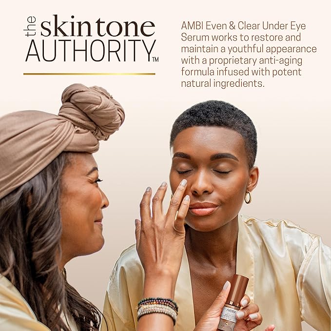 Ambi Even & Clear Under Eye Serum for All Skin Types Anti Aging Formula Features Peptides, Hyaluronic Acid, and Vitamin A to Help Reduce Fine Lines, Wrinkles, and Dark Circles , 0.5 Ounce