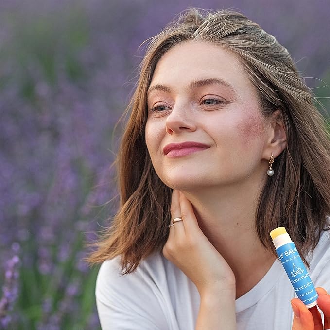 Lavender Lip Balm, Cruelty Free, Vegan Lip Balm Set, Beeswax Free, with Avocado Oil, Organic Jojoba Oil, and Vitamin E, Natural Moisturizer for Dry, Chapped, or Cracked Lips, 3 Tube Set