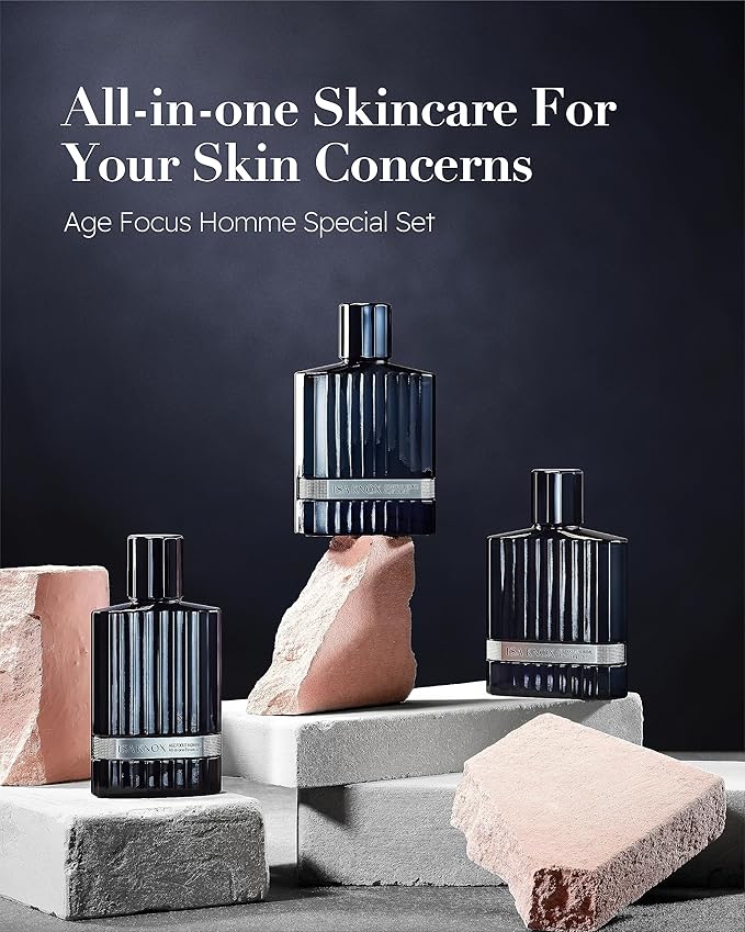 ISA KNOX Age Focus Homme (Premium Skincare Gift Set, 12.2fl oz) - Even Skin Tone & Wrinkle Care. Toner and Lightweight Moisturizer Set , Niacinamide, Adenosine | Korean Skincare,